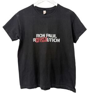 Ron Paul Revolution black red white tee T-Shirt women's LARGE top political